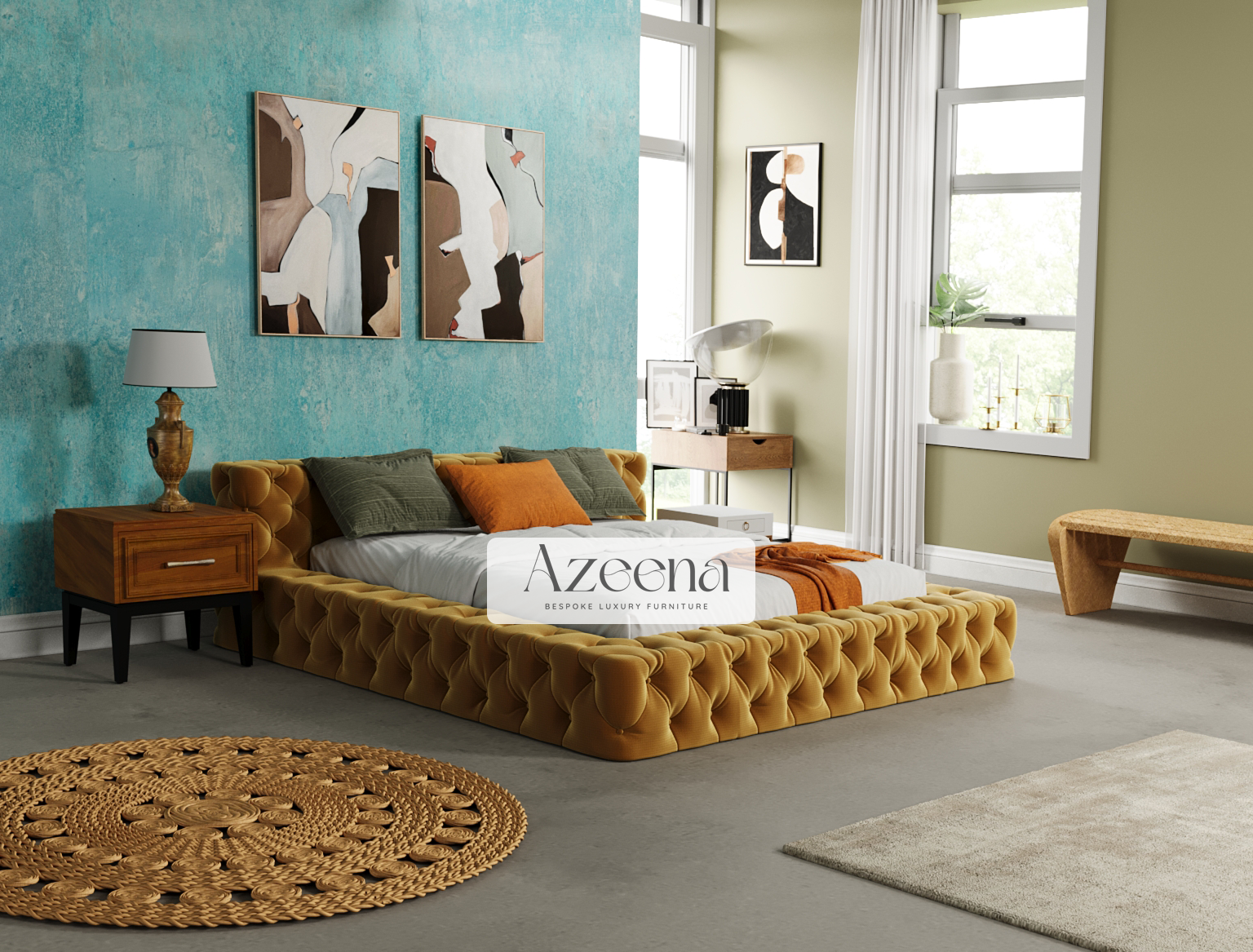 Kingston Ambassador Chesterfield Bed Frame with optional ottoman gas lift storage