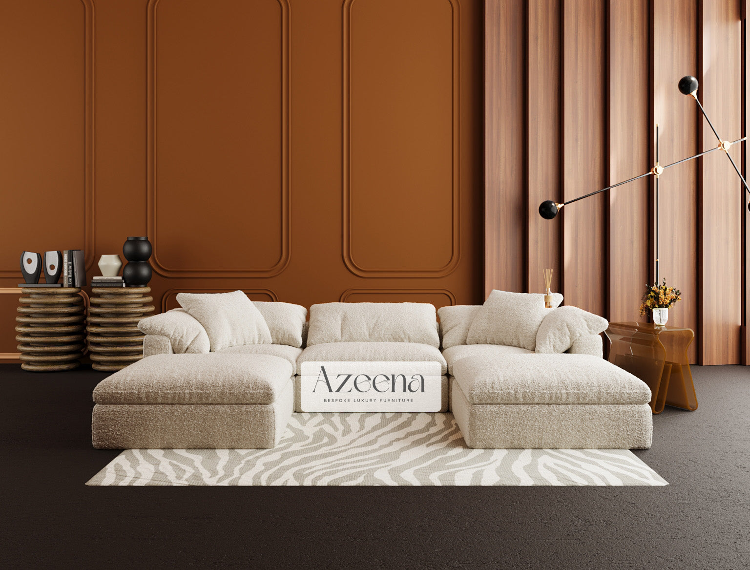 Cloud Luxe U Shape Sofa Footstool X2