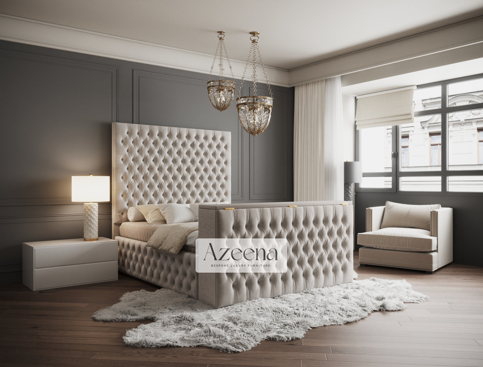 Savory Chesterfield Headboard TV Bed