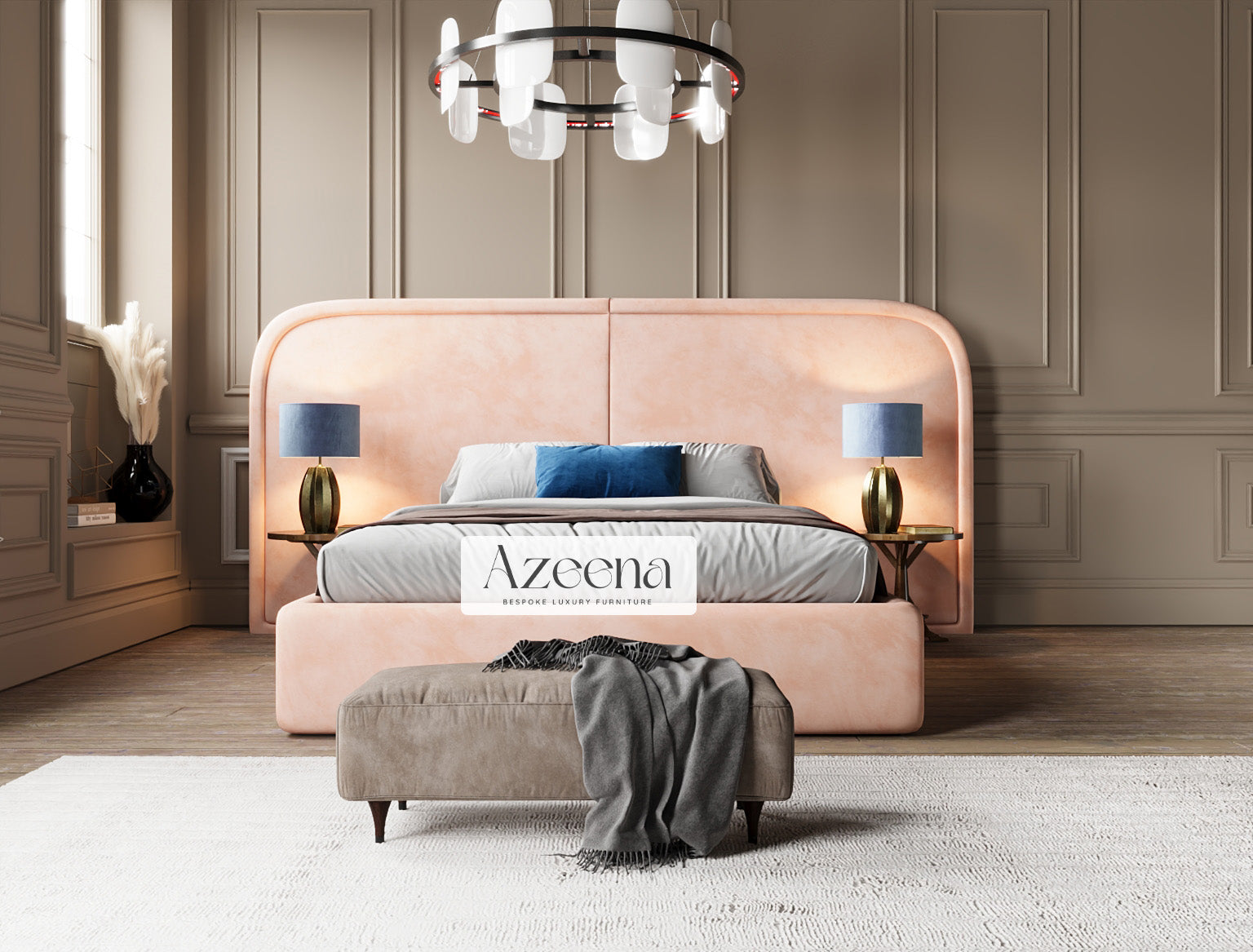 Clove Extended Wide Headboard Curve Bed With Optional Storage