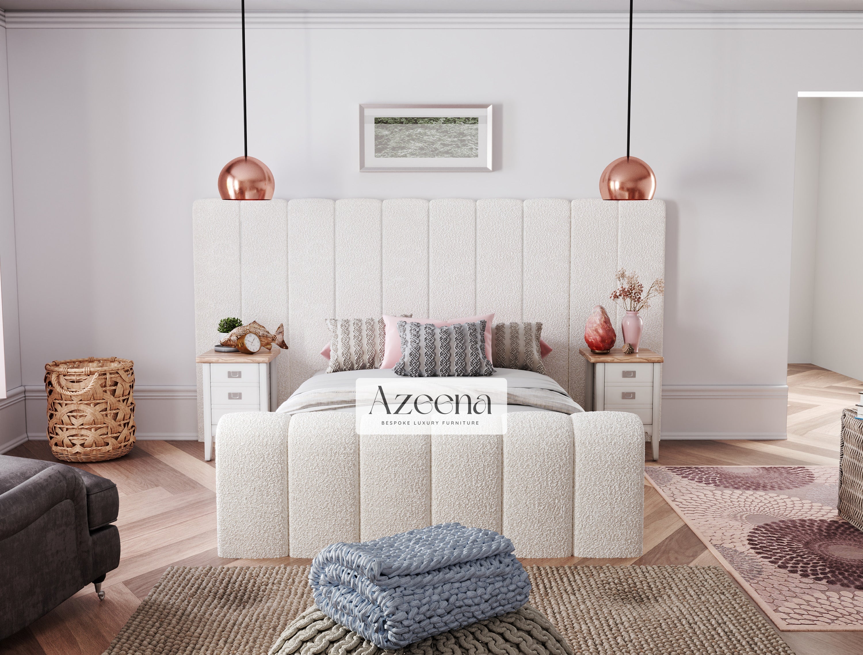 Paige Optional Ottoman Storage Wide and Extended Headboard Ottoman Bed