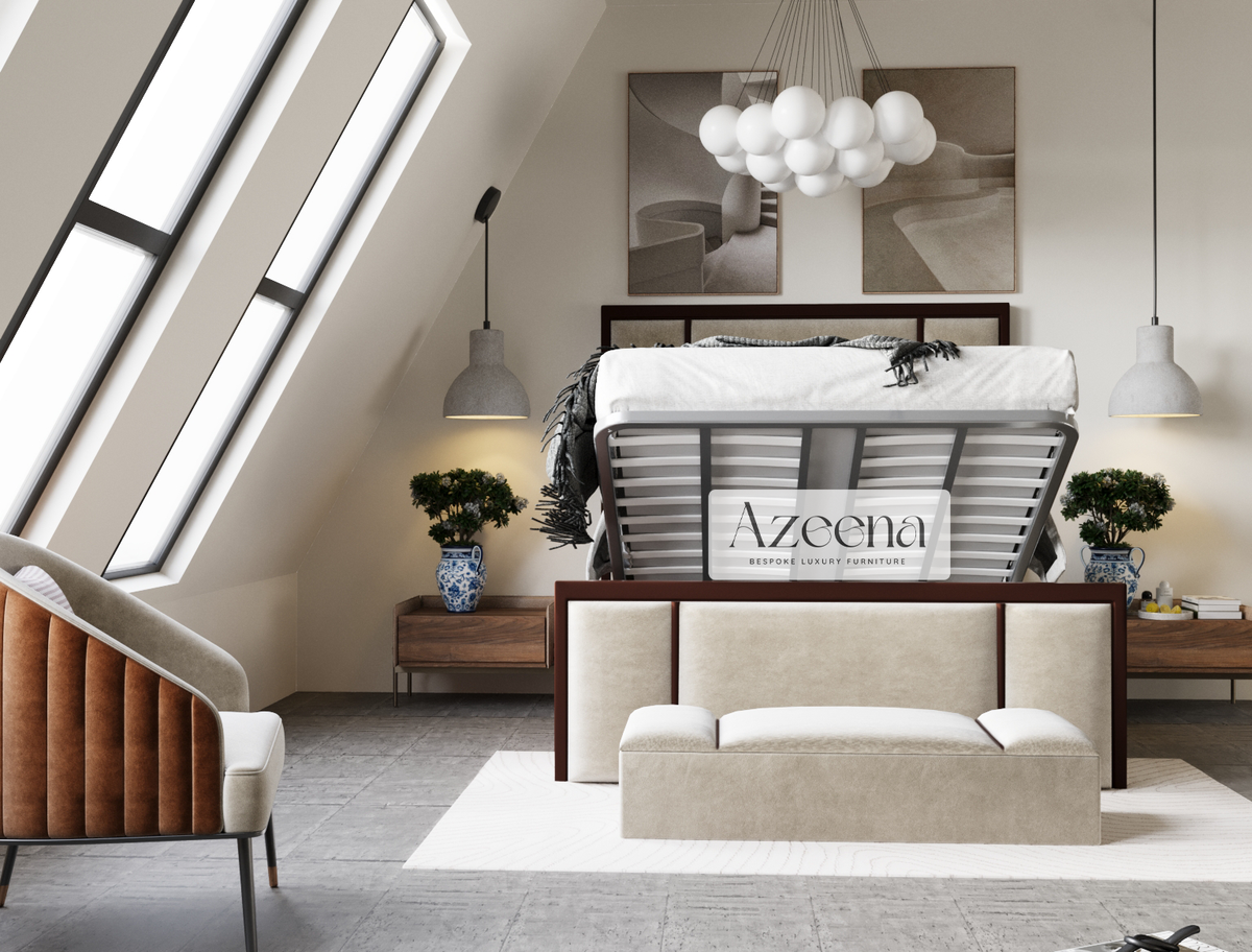 Sansa Border Fabric Tall Upholstered Bed With Optional Storage