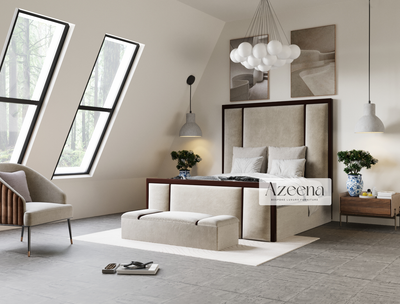 Sansa Border Fabric Tall Upholstered Bed With Optional Storage