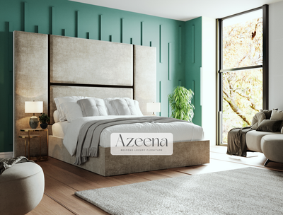 Berlin Chrome Strip Extended Wide Headboard Stripe Line Bed With Optional Storage