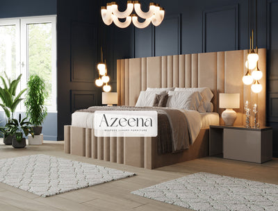 Manhattan Extended Wide Headboard Stripe Line Bed With Optional Storage