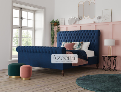 Winchester Soft Chesterfield Sleigh Scroll Bed Frame With Optional Storage