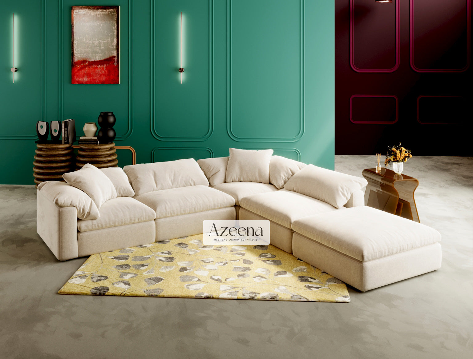 Cloud L Shape Open End Sofa + Foot Stool