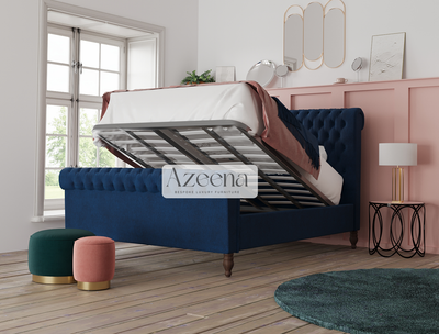 Winchester Soft Chesterfield Sleigh Scroll Bed Frame With Optional Storage