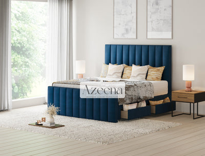 Prestige Extended Wide Headboard Stripe Line Divan Drawer Storage Bed