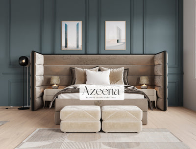 Windsor Extended Wide Headboard Stripes Lines Panel Wooden Frame Trim Bed With Optional Storage