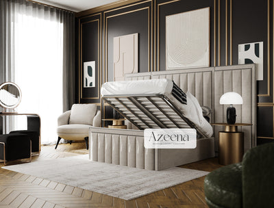 Merilyn Extended Wide Headboard Stripe Line Bed