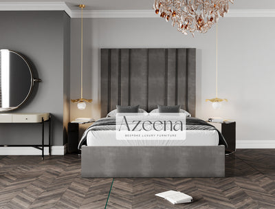 Ellie Extended Wide Headboard Stripe Line Bed