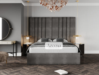 Ellie Extended Wide Headboard Stripe Line Bed